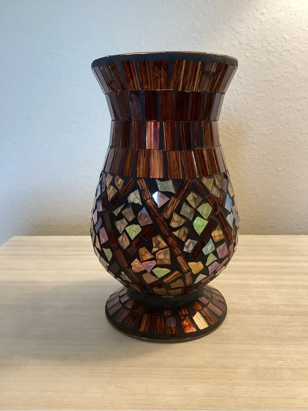 Mosaic Glass Accent Vase - Brown Iridescent